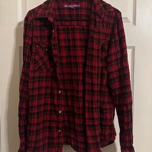 Plaid Button Down Shirt - Red